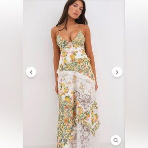 Ditsy floral and lace dress